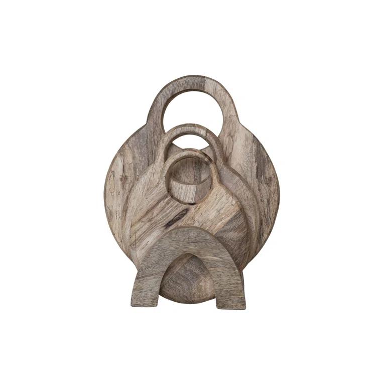 Creative Co-Op 3-Piece Round Mango Wood Cutting Boards In Various Sizes With Stand