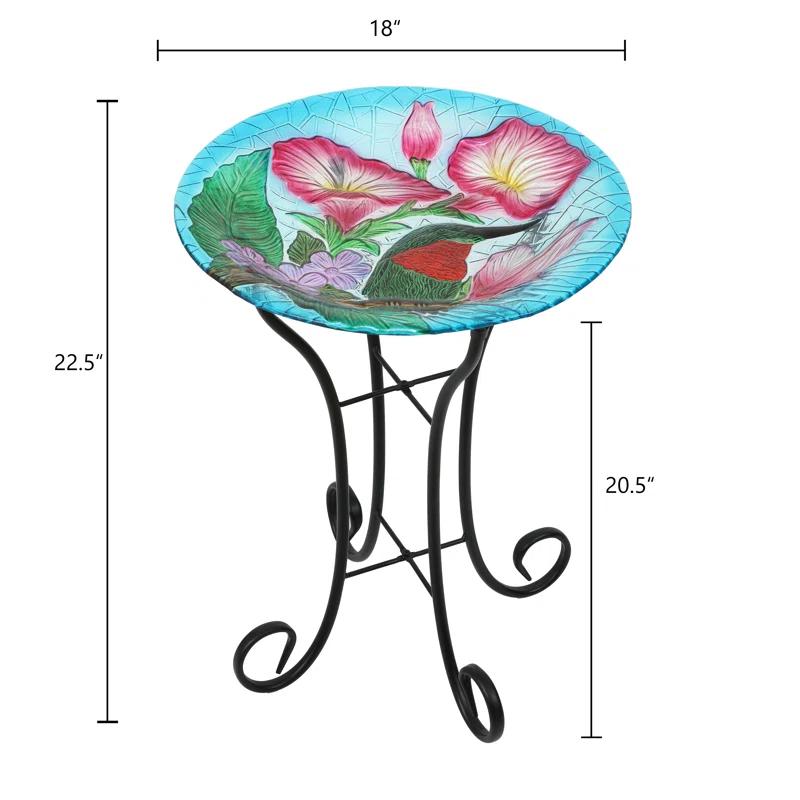 Glass Single Tier Birdbath
