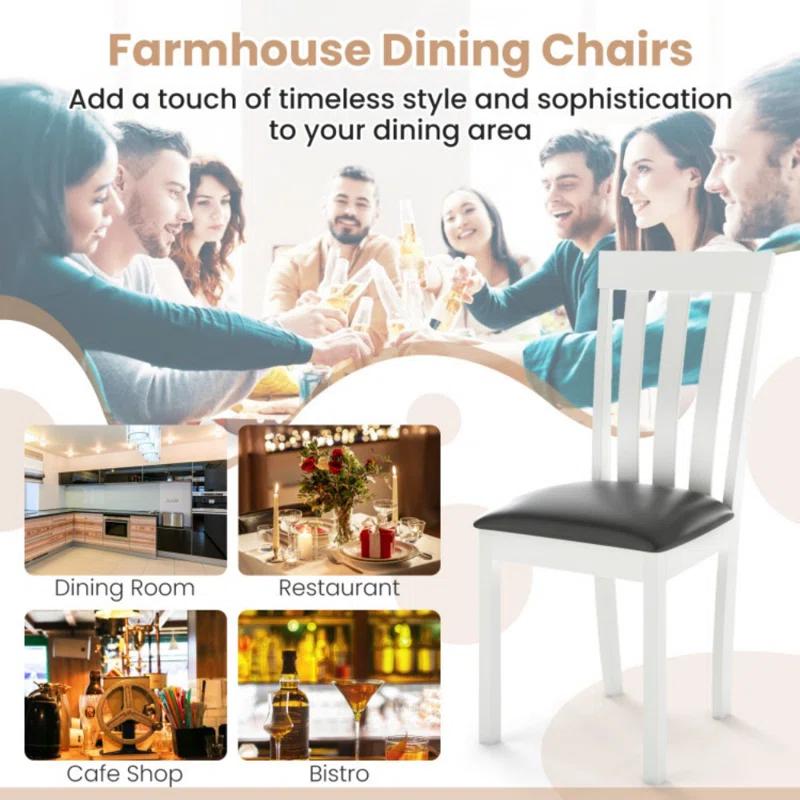 Lark Manor™ Dining Chair Set of 2 Upholstered Wooden Kitchen Chairs with Padded Seat and Rubber Wood Frame