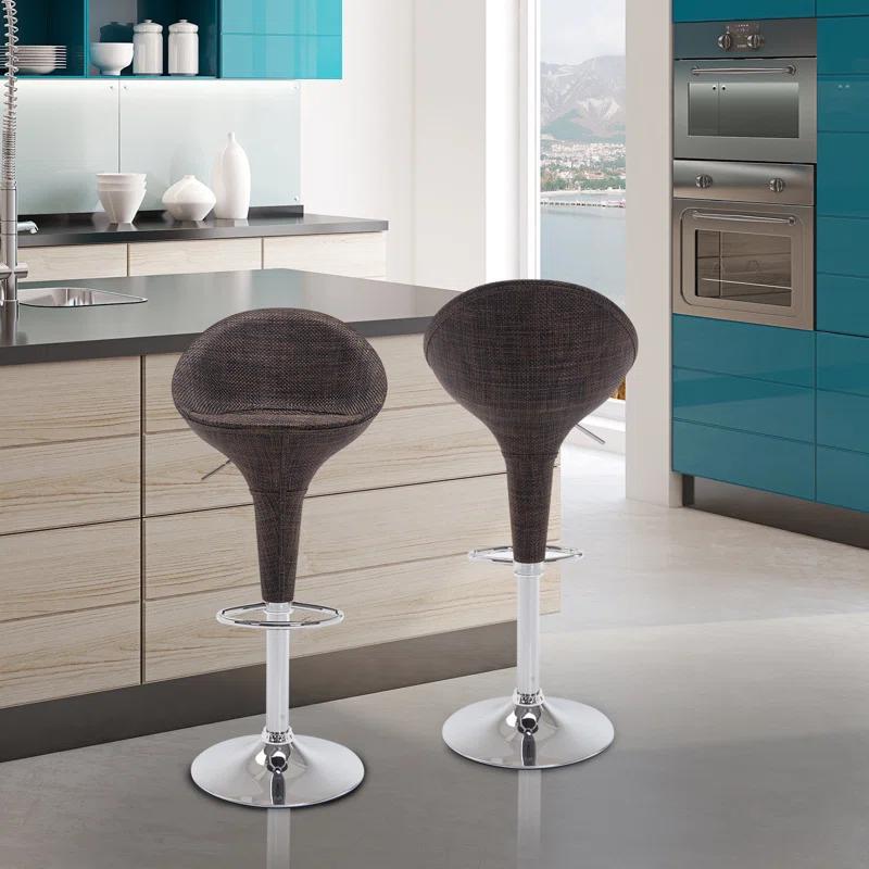 Orren Ellis Galeton Swivel Upholstered Adjustable Height Counter Stool with Metal Frame (Set of 2)