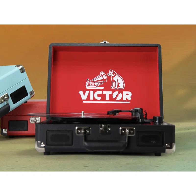 Victor Portable Suitcase Turntable - Record Player with Bluetooth & Built-in Speakers
