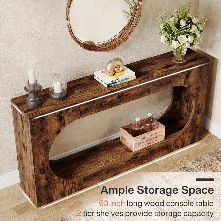 Millwood Pines 63-Inch Console Table,Narrow Sofa Table Behind Couch