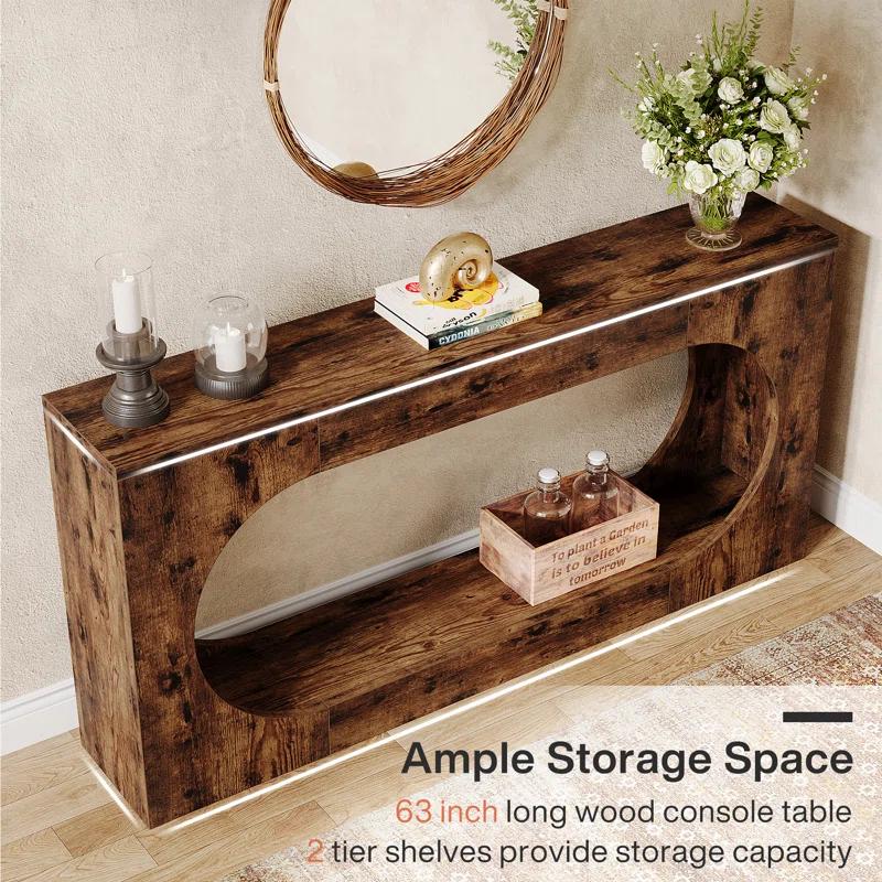 Millwood Pines 63-Inch Console Table,Narrow Sofa Table Behind Couch