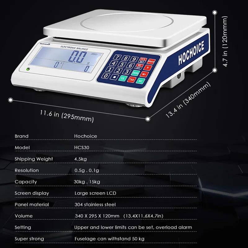 MODERN WALLS LLC Industrial Counting Scale Gram Scales For Parts And Coins 66Lb/0.00022Lb-30Kg / 0.1G Accuracy With RS232 Port For Connecting Computer Or Printer