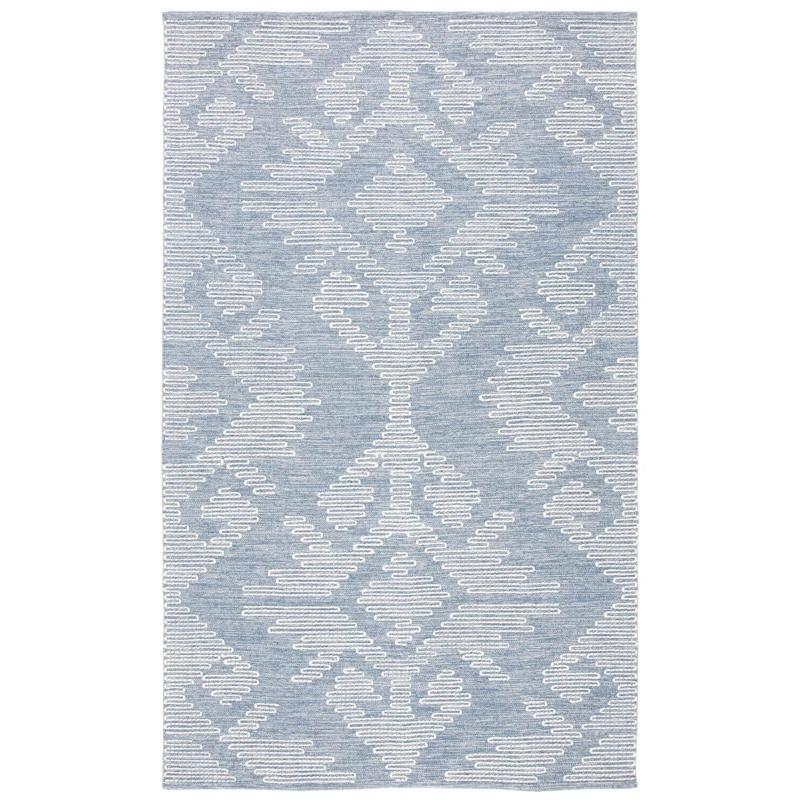 Union Rustic Alyun Hand Woven Cotton/Wool Southwestern Rug in Ivory/Blue