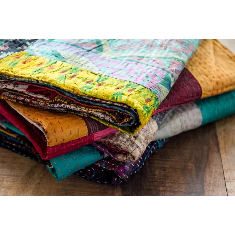 Taj Hotel Kantha Handmade Throw Blanket