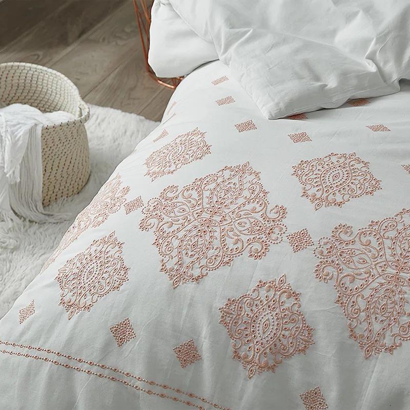 Byourbed Phineas Cotton Baffle Box Stitch Damask Comforter Set
