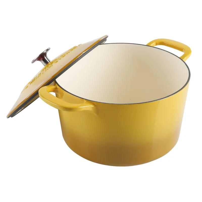 Martha Stewart Martha Stewart 7 Quart Enameled Cast Iron Dutch Oven With Lid In Yellow Ombre
