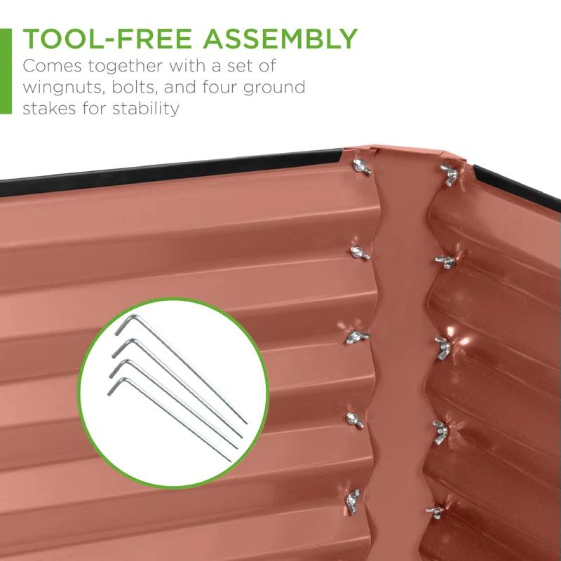 Arlmont & Co. Rosonda 8x4x2ft Outdoor Metal Raised Garden Bed, Planter Box for Vegetables, Flowers, Herbs