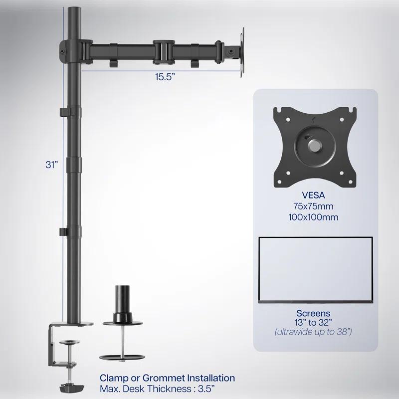 Vivo Single Monitor Extra Tall Desk Mount