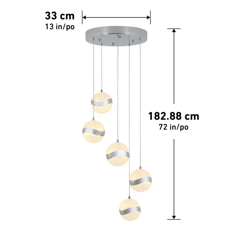 5 - Light Chrome LED Sphere Pendant