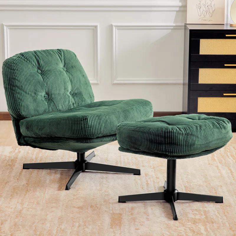 Red Barrel Studio® Hardyal Upholstered Swivel Accent Chair with Ottoman