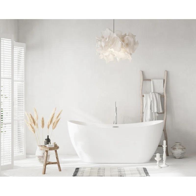 Living District 67 Inch Bathtub in Glossy White with Trim BT30467GW-BNK