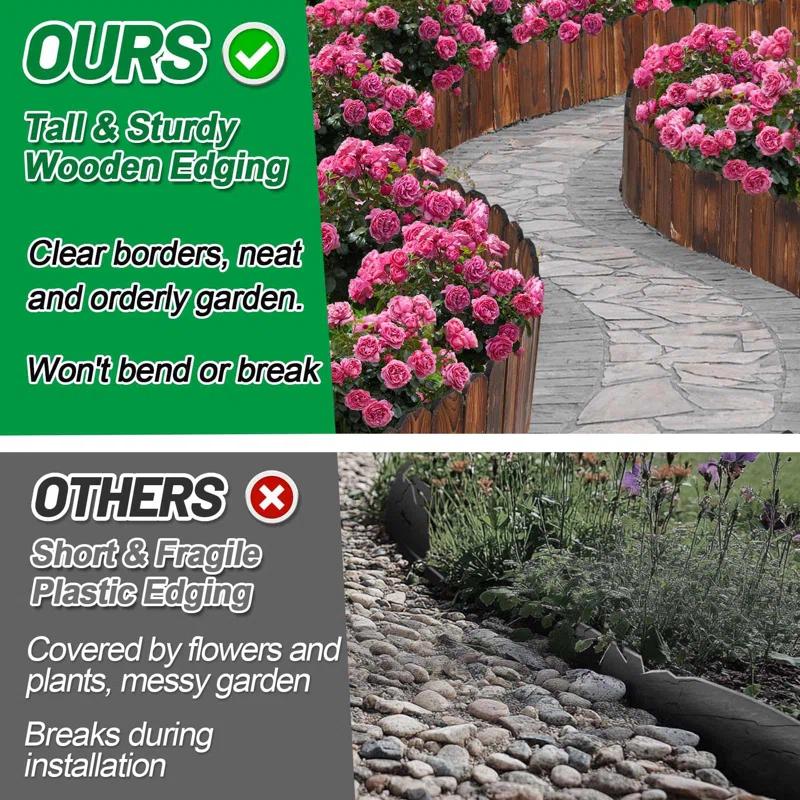 RAYNED LLC Wooden Garden Edging