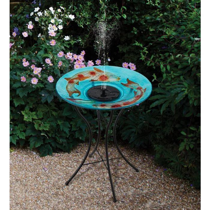 Regal Art & Gift 18" Solar Fountain/Birdbath with Stand - Koi