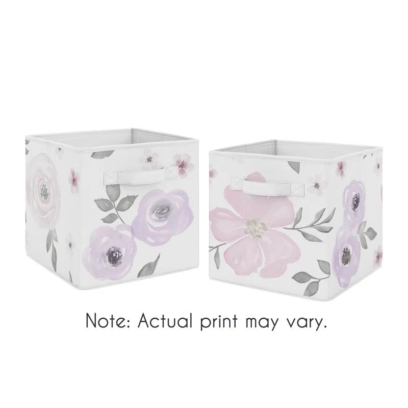 Sweet Jojo Designs Watercolor Floral Fabric Storage Bin (Set of 2)