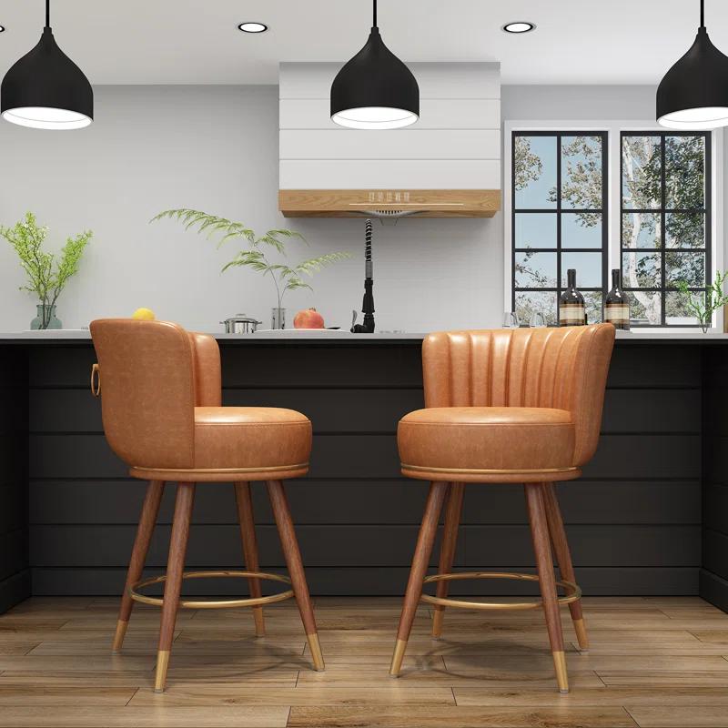 Everly Quinn Anneli Swivel 24'' Swivel Counter Height Bar Stools Counter Stools for Kitchen Island