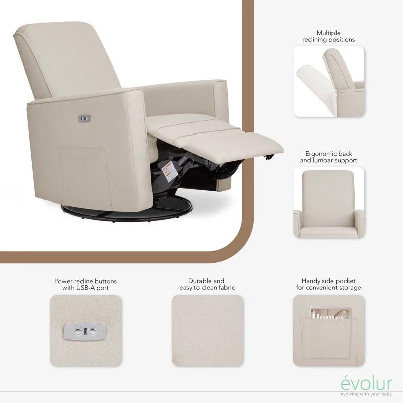 Evolur Greenguard Gold Certified Upholstered Swivel Reclining Glider