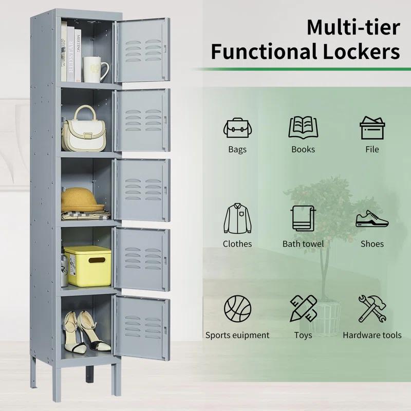 BIZOE Metal Locker Steel Storage Cabinet School Gym Employees Students Steel Locker