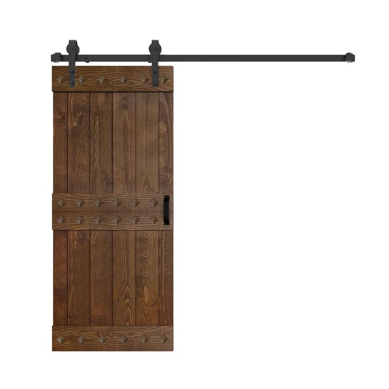 IsLife 84'' Solid Wood Paneled Matte with Installation Hardware Kit Barn Door