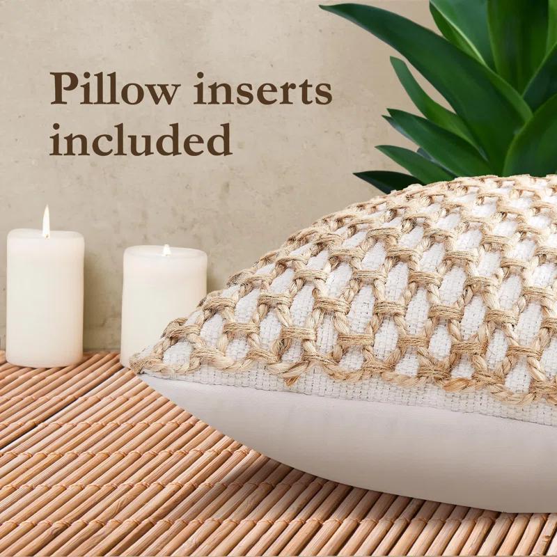 Boho Living Boho Living Jada Decorative Pillow Collection Jute/Cotton Indoor Square Throw Pillow with & Insert (Set of 2)