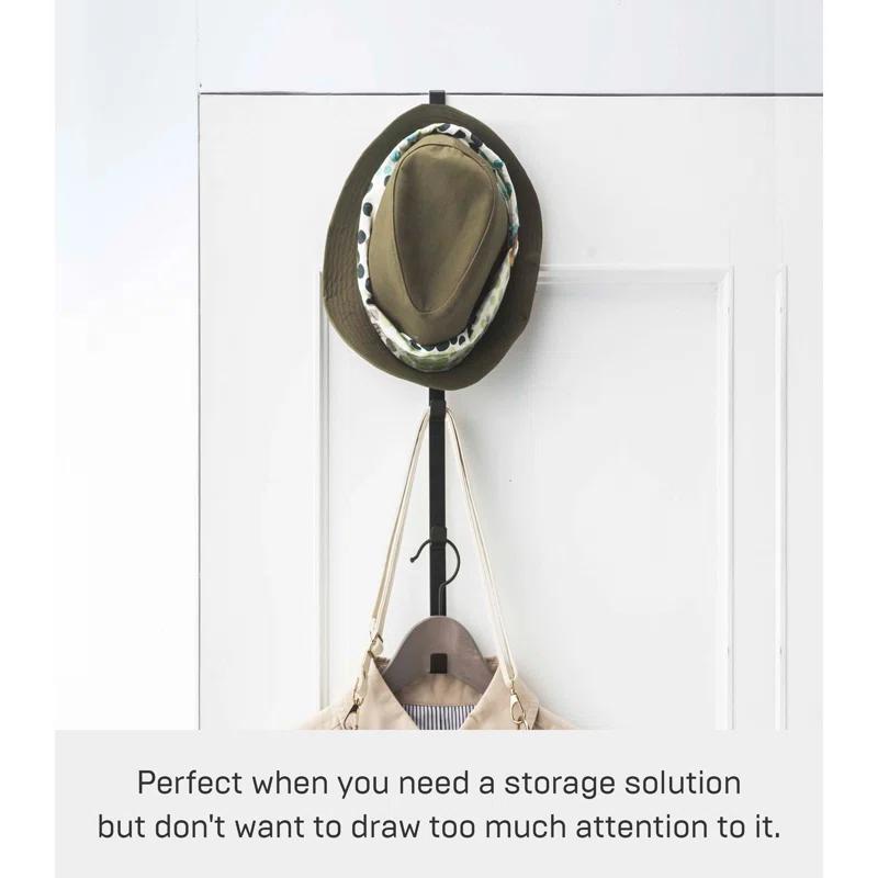 Yamazaki Home Over The Door Hooks - Vertical Hanging Coat Rack, Steel, Over-the-Door