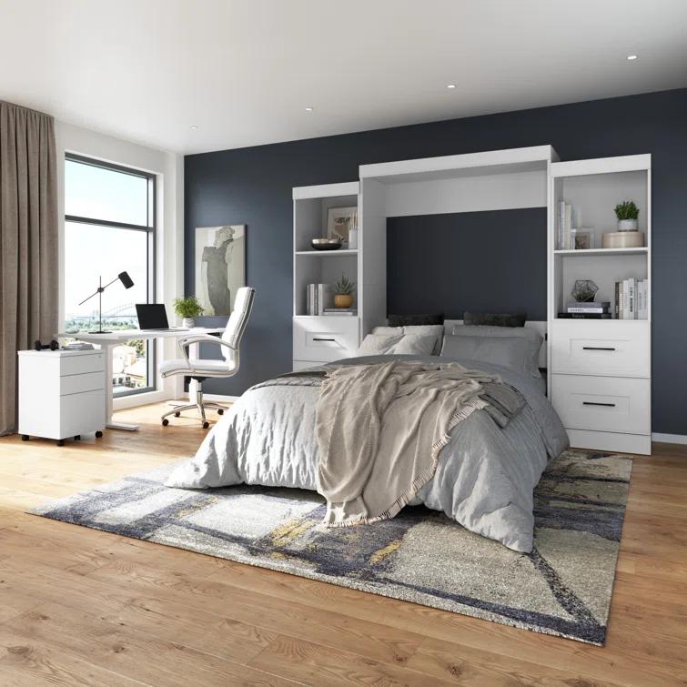 Bestar Edge Murphy Storage Bed and Shelving Units with Drawers