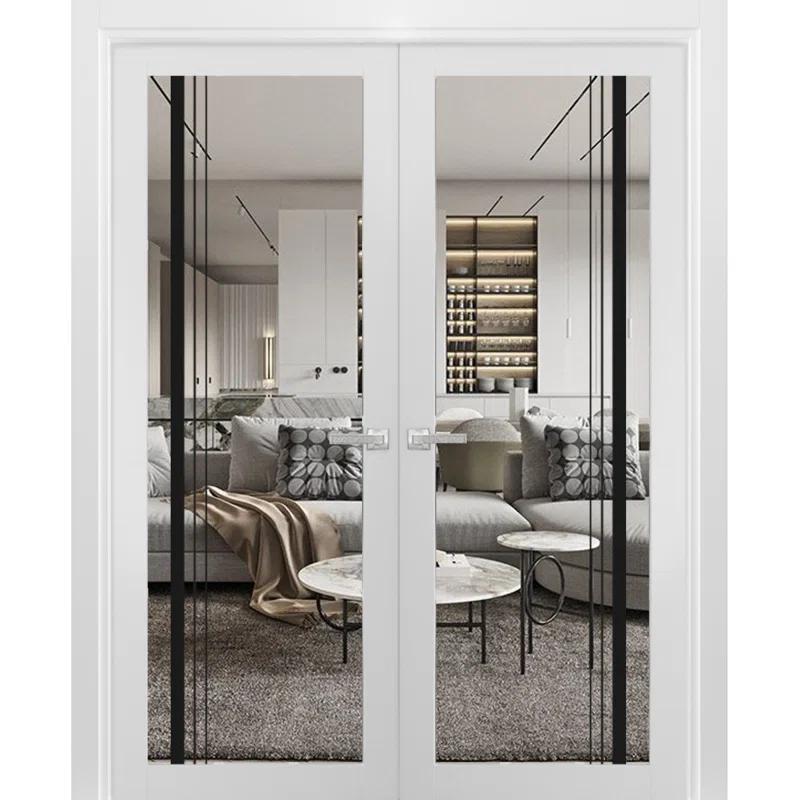 2566 Solid + Manufactured Wood Paneled French Doors