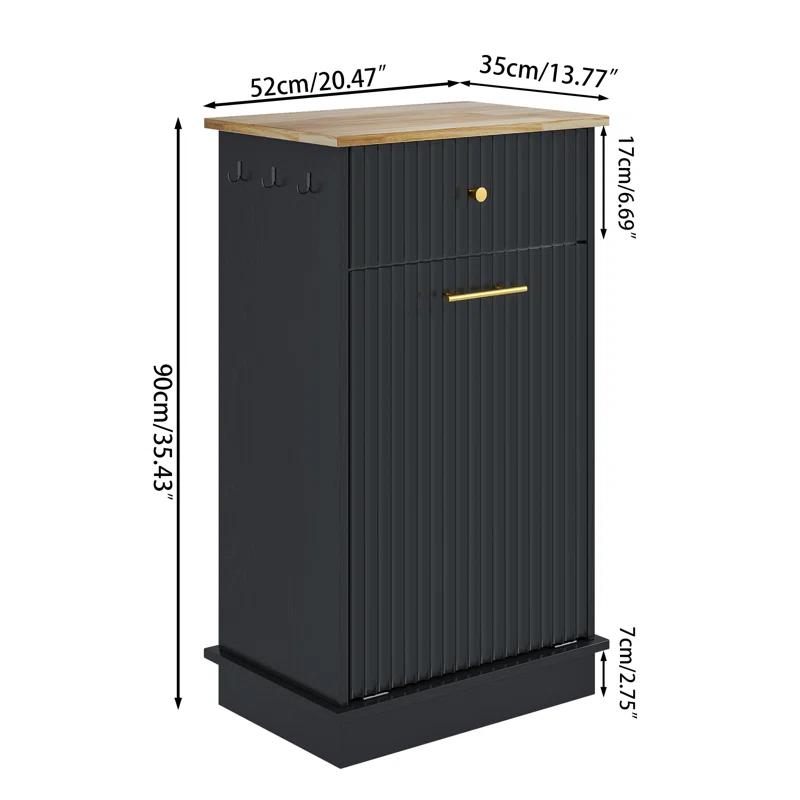 Alaulm 10 Gallons Tilt out Trash Can Cabinet with Drawer, Freestanding Kitchen Trash Can Cabinet (Not Include Trash Can)