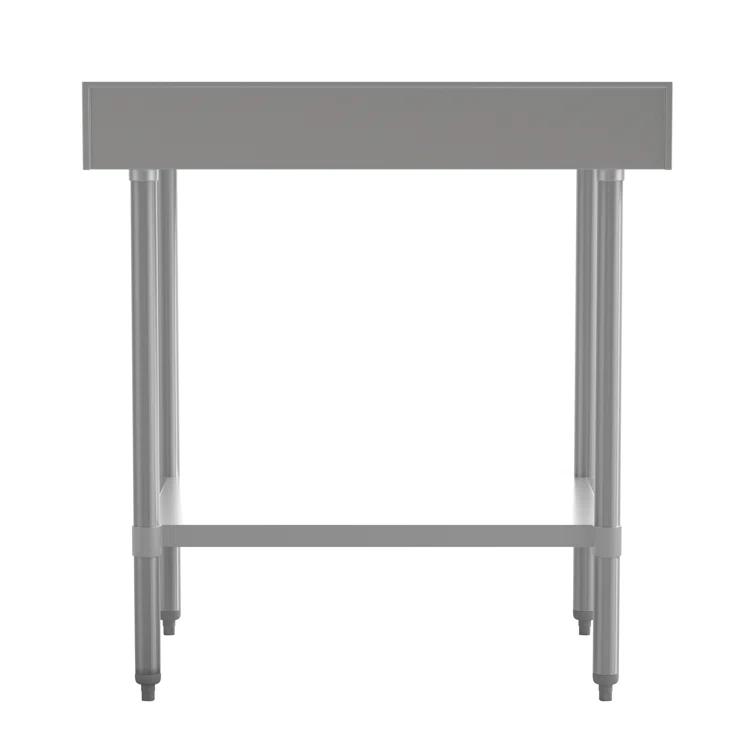 Flash Furniture Commercial Stainless Steel Kitchen Prep and Work Table with Shelf and Backsplash