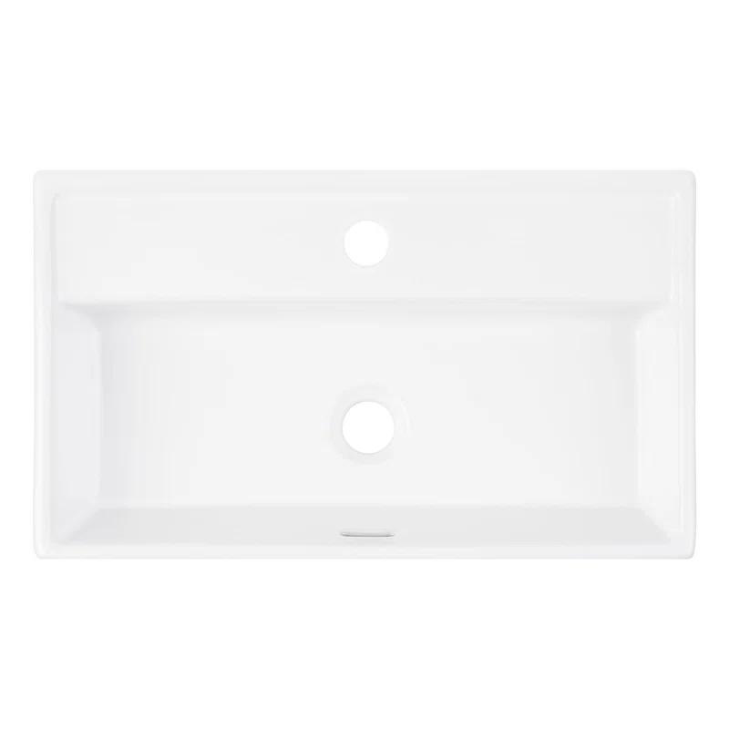 Signature Hardware 484632 22" Kaisy White Porcelain Rectangular Wall Mount Bathroom Sink with Overflow