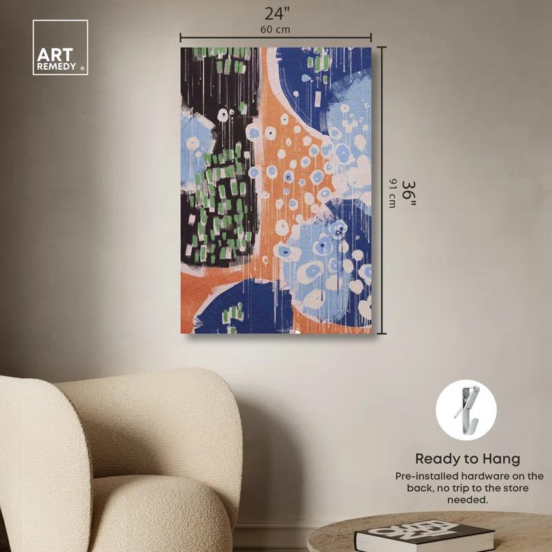 Art Remedy Raining Colors Retro Modern Abstract Wall Art by Art Remedy