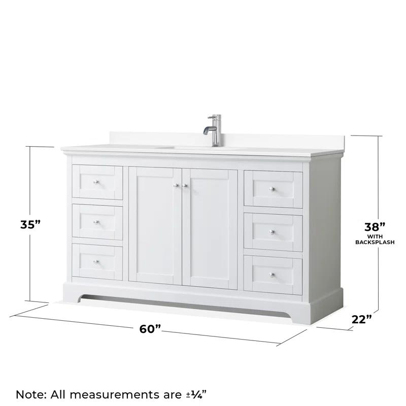 Wyndham Collection Avery 60'' Single Bathroom Vanity with Marble Top with Mirror