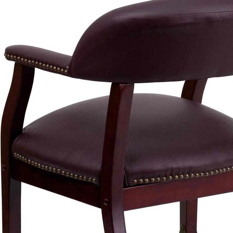 Leather Seat Waiting Room Chair with Wood Frame