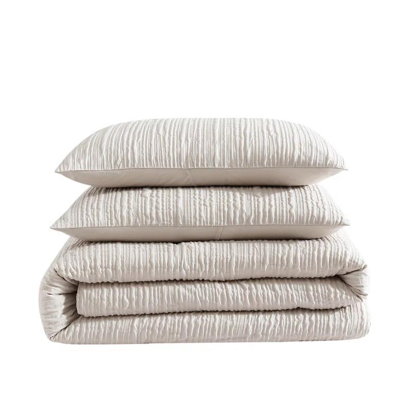 Kenneth Cole Serenity Wavy Lines Beige Comforter Set