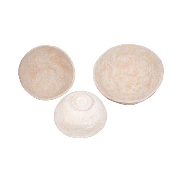 White Paper Mache Decorative Bowl (Set of 3)
