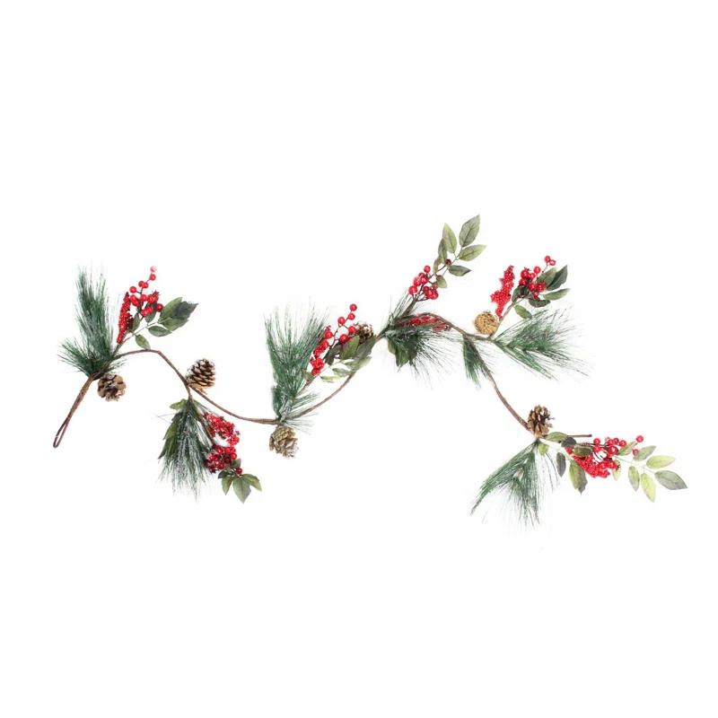 Northlight Seasonal 4.5' x 5.5" Green and Red Snow Dusted Artificial Christmas Garland - Unlit