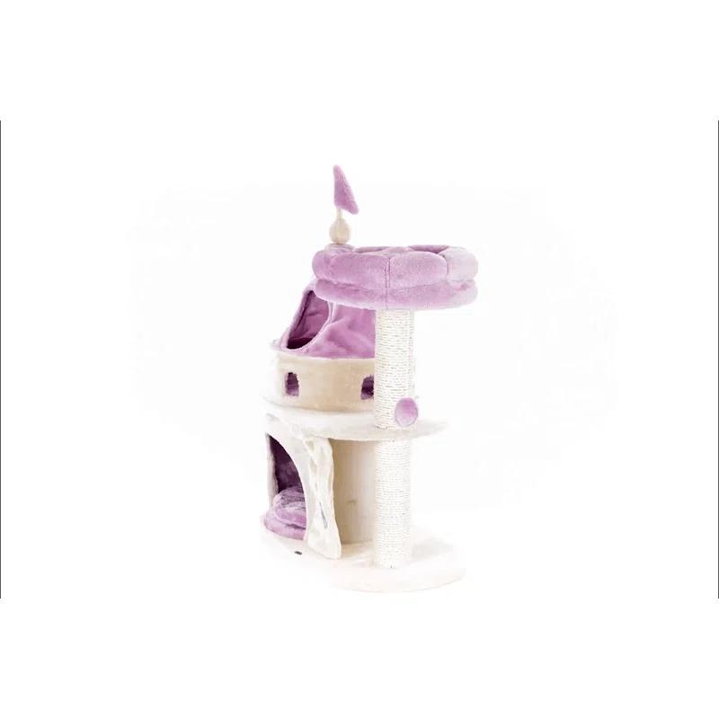 TRIXIE My Kitty Darling Castle Condo, Plush Cat Tree, Sisal Scratching Post, Removable Bed, Crinkling Blanket, Cat Toy