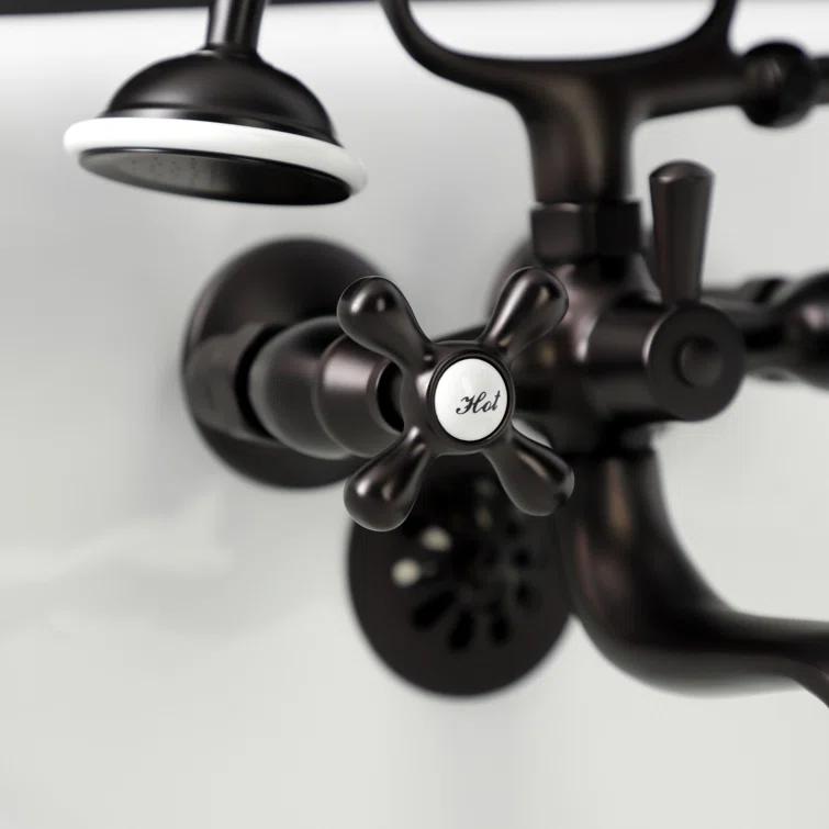 Kingston Brass Kingston Brass Kingston Three-Handle 2-Hole Tub Wall Mount Clawfoot Tub Faucet with Handshower KS225ORB