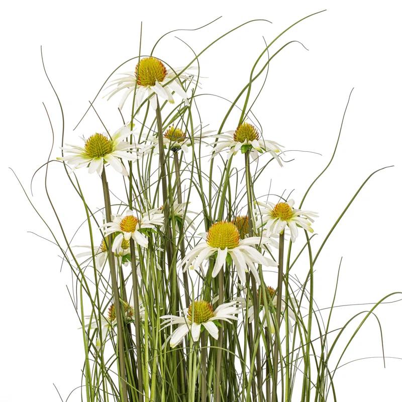 Freeport Park® Huson 48" Artificial Potted Green Grass and Daisies.
