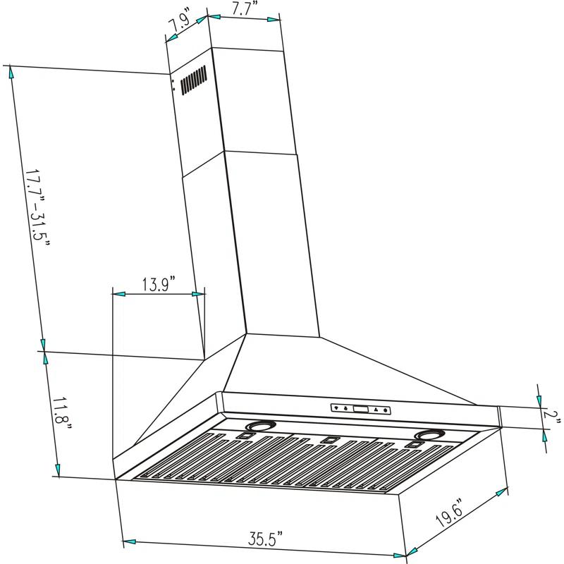 Empava Empava 36" Metal 380 CFM Convertible Wall Range Hood with Baffle Filter