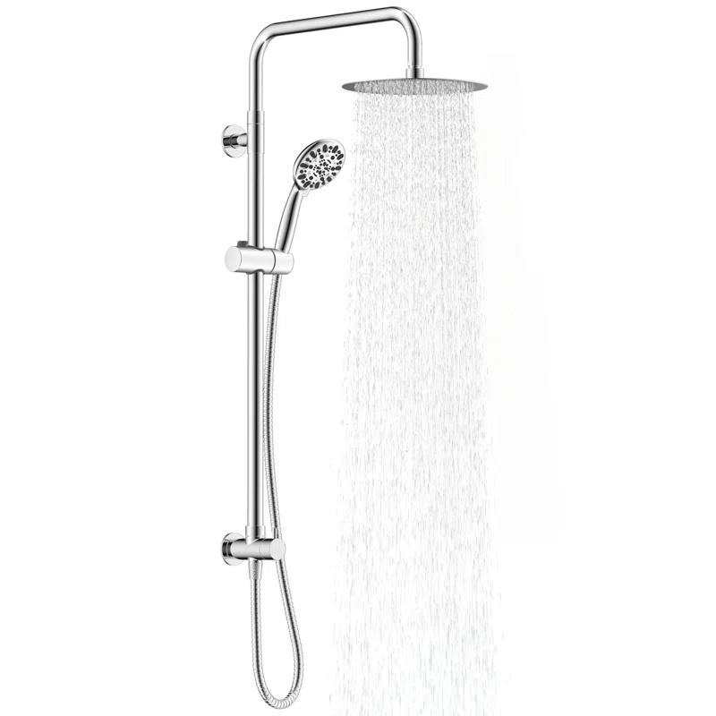 All Metal High Pressure Rainfall Shower Head System, Handheld Shower Combo with Slide Bar