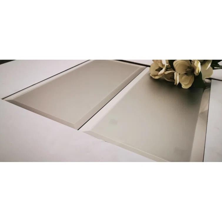 Abolos Frosted Elegance 8 in. x 16 in. Diamond Grade Glass Beveled Large Format Subway Decorative Kitchen & Bathroom Wall Tile