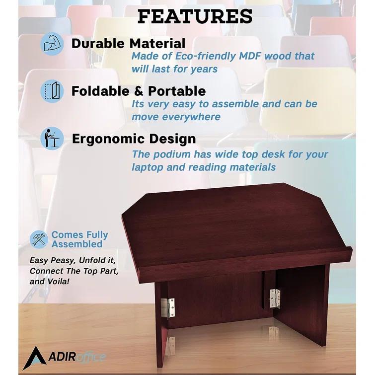 AdirOffice Adiroffice Foldable Tabletop Podium Presentation Lectern