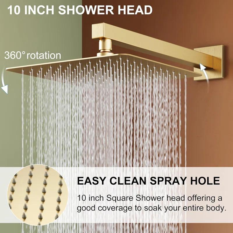 HOMGOO HG-6208BG Complete Shower System,Shower Faucet Set with 10" Rain Shower head and Handheld Shower Head Set