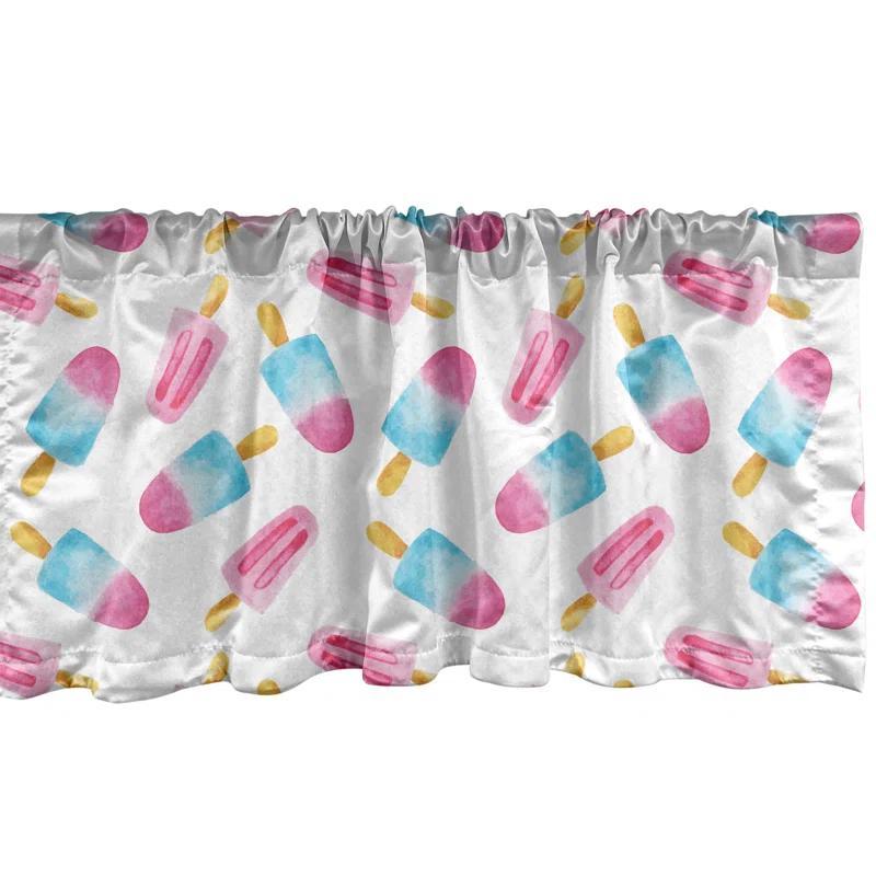 Ambesonne Geometric Valance Pack of 2 Colorful 3D Shapes