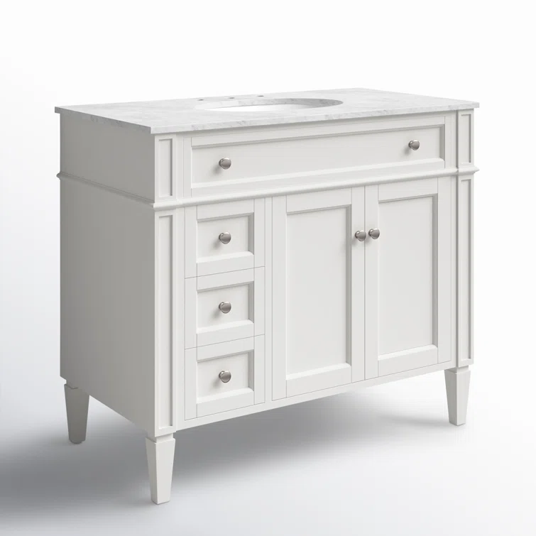 Rivers 40" Free-Standing Single Bathroom Vanity Set with Marble Vanity Top