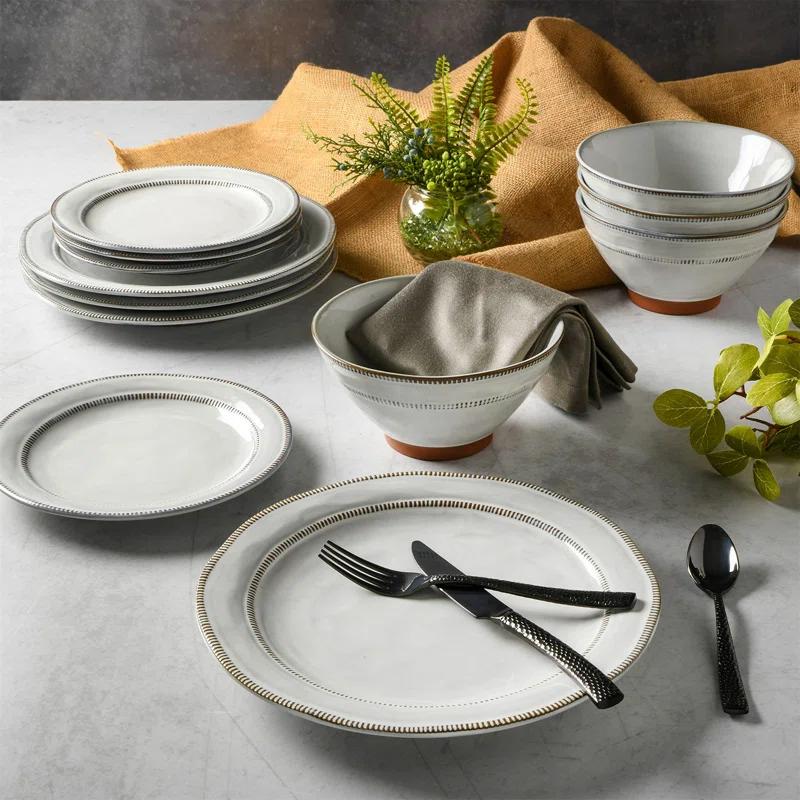 ECLANK 12 Piece Stoneware Dinnerware Set - Service for 4