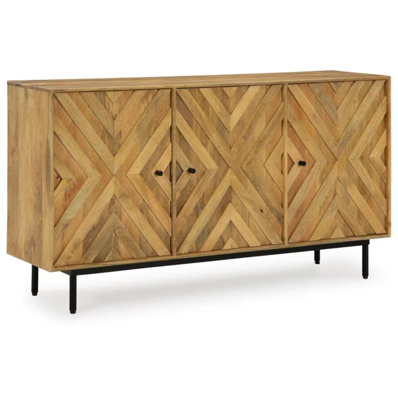 Cadewick Natural Mango Wood and Black Metal Accent Cabinet