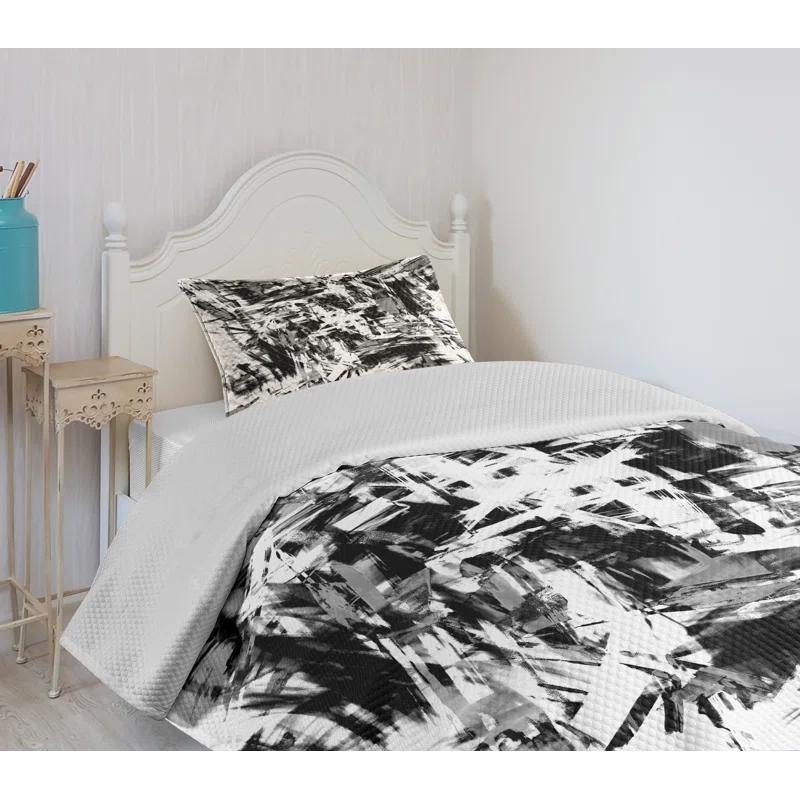 Ambesonne Ambesonne Black and White Bedspread Set Grunge Art White Black and Grey